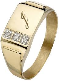 9 Carat Yellow Gold 3 Point Diamond Set Initial Mens Signet Ring On Shopstyle Co Uk Yellow Gold Mens Rings Mens Gold Rings Mens White Gold Rings