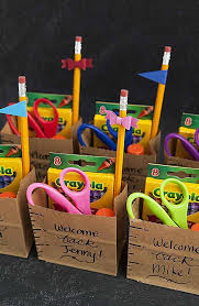 подарки детям на день рождения в школе 1 класс Teachers Welcome Your Students Back To School With These Personalized School Supply Gift Bags Sto School Survival Kits Welcome To School School Teacher Gifts