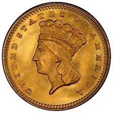 Coins in the first type were just 12.7 mm in diameter, smaller than a contemporary dime.the coin's size was increased to 14.3 mm in 1854. 1873 Large Head Indian Princess Gold Dollar Values And Prices Past Sales Coinvalues Com