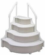 A popular style is the wedding cake stair, named for its rounded tiers. Above Ground Pool Step Buyer S Guide Intheswim Pool Blog