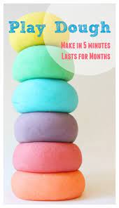 Make This Play Dough In 5 Minutes It Is Easy And Cheap And Lasts For Months In The Fridge Homemade Playdough Playdough Playdough Recipe