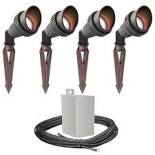 Led Outdoor Flagpole Lighting Spot Light Kit 4 Spot Lights 40watt Power Pack Photocell Timer 80 Foot Cable
