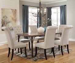 Tripton 7 Piece Rectangular Dining Room Table Set W Wood Top Metal Legs By Signature Design By Luxury Dining Room Dining Room Table Set Casual Dining Rooms
