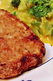 Oven Fried Pork Chop With Broccoli In Cheese Sauce Recipe Oven Fried Pork Chops Fried Pork Chops Breaded Pork Chops