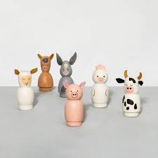 Wooden Toy Farm Animal Set Hearth Hand With Magnolia Wood Peg Dolls Wooden Toy Farm Peg Dolls
