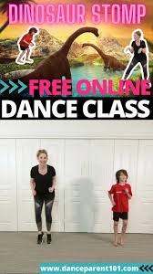 Free Online Dance Class For Kids Dinosaur Stomp Creative Movement For Preschoolers Video In 2020 Physical Education Activities Kids Dance Classes Dance Lessons For Kids