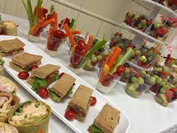 Baby Shower Food Table Tea Sandwiches Veggie Cups And Fruit Cups Pink Gold Its A Girl Veggie Cups Tea Sandwiches Food