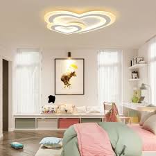 Purple bedroom with a ceiling light that ends up being the showstopper! Ultra Thin Baby Bedroom Led Flush Ceiling Light In Star Moon And Star Cloud Loving Heart Shape Takeluckhome Com