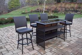 Bring the party to your backyard with an outdoor bar! 5 Piece Black Resin Wicker Outdoor Patio Bar Set Walmart Com Walmart Com