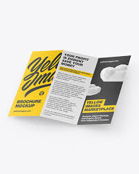 Download Textured Brochure Mockup In Stationery Mockups On Yellow Images Object Mockups PSD Mockup Templates