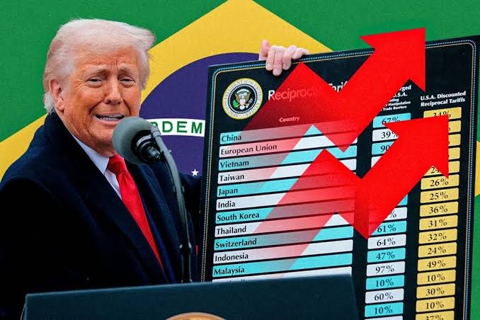 Container com bandeira dos EUA sendo içado, ilustrando tarifaço americano contra produtos brasileiros