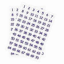 25mm numbers 1 70 stickers white background