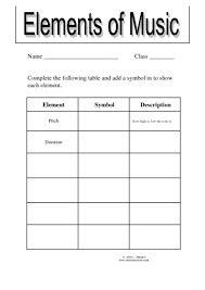 Elements Of Music Vocabulary And Symbols Fill In The Chart