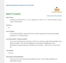 Extent It Institute Apps Development Android Amp Ios Trainer Job Circular Vacancy Job Circular App Development Ios Developer