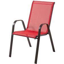buy mainstays heritage park stacking sling chair red at walmart com sling chair red patio furniture chair
