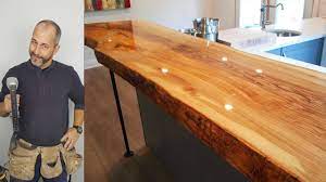 Sand the sharp edges on the ends of the slab, if needed. How To Build A Live Edge Counter Top For Under 500 00 Youtube