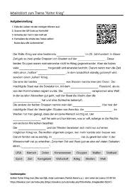 Arbeitsblatt Mit Luckentext Zum Thema Kalter Krieg Arbeitsblatter Unterricht Schule Aufgabenstellung