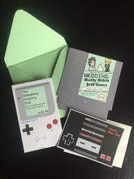 Unique Nintendo Gameboy Wedding Invitation With Reception Card Etsy Video Game Wedding Reception Card Gamer Wedding