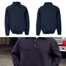 5 11 Tactical 72321t Mens Job Shirt With Canvas Details Polyester Cotton Fleece Pullover 1 4 Zip Mic Loop Sleeve Pocket Tall Fit Fire Navy