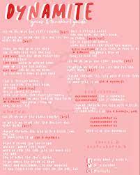Bts Dynamite Lyrics Fanchant Guide In 2021 Bts Lyric Bts Song Lyrics Bts Love Yourself
