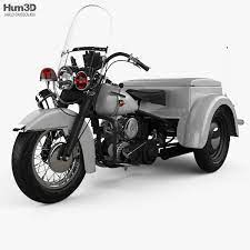 3d Model Of Harley Davidson Servi Car Police 1958 Harley Davidson Bikes Harley Harley Davidson