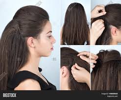 Loop the pony twice, the second time going half and pinning it. Fashionable Volume Image Photo Free Trial Bigstock