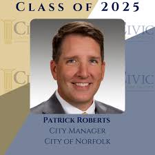 Patrick Roberts was appointed to City Manager of, City of Norfolk  Government in June 2023. He has worked in local government for more than  two decades. He has held roles with multiple