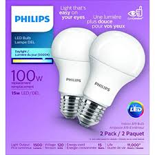 Lampu led atau mata led 100 watt untuk penerangan lampu emergency lampu flash kamera buat vlog malam tegangan 30_. Philips 462010 Led 100 Watt A19 Daylight Non Dimmable Bulb 2 Pack Walmart Canada