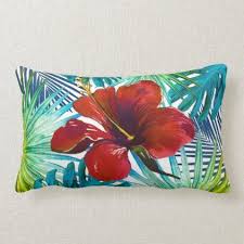 Check spelling or type a new query. Tropical Red Hibiscus Floral Teal Leaves Beach Lumbar Pillow Zazzle Com Tropical Themed Bedroom Beach Pillows Lumbar Pillow