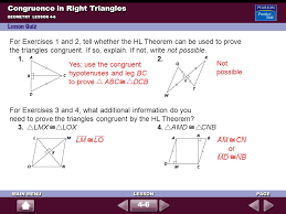 You have learned five methods for proving that triangles are congruent. Congruence In Right Triangles Ppt Download