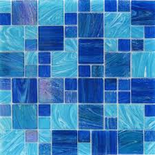 Aquatic Ocean Blue French Pattern Glass Tile Mosaic Glass Glass Tile Pattern Glass Mosaic Tiles