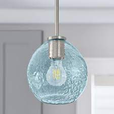 Blue Bubble Glass Globe Pendant Lamp