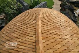 Curved Teak Shingle Roof Roof Shingles Wood Shingles Shingling