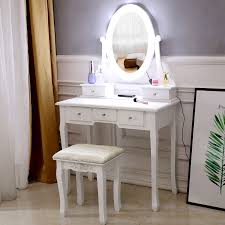 Ktaxon Vanity Table 10 Led Lights 5 Drawers Makeup Dressing Desk With Cushioned Stool Set Bedroom Vanities Set White Walmart Com In 2020 Bedroom Vanity Set Vanity Table Set Vanity Table With Lights