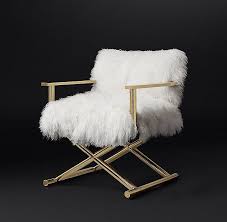 Osp home furnishings langdon faux leather task chair with rose gold base, white. Tibetan White Wool Gold Chair