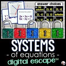 An Engaging Digital Escape Room For Solving Systems Of Equations By Substitution Elimination And Graphing Students Must U Equations Systems Of Equations Math