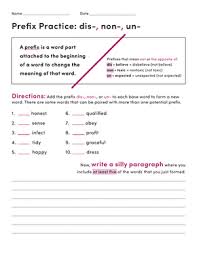 Prefix Practice Dis Non Un Worksheet Education Com