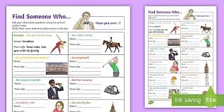 Answer a few simple questions about the recipient to determine what type of present best suits his or her personality. Tefl Esl Find Someone Who Speaking Activity Teacher Made