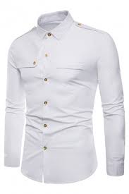Authentic, fashionable and durable, they sport epaulettes and. Mens Casual Solid Color Epaulets Embellished Long Sleeve Button Up Military Shirt Beautifulhalo Com