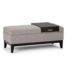 30 inches folding storage ottoman bench with lid tray,coffee table,foot rest, ottoman cube chair stool storage toy chest for living room,bedroom,holds up to 550 lb (grey) $50.99. Simpli Home Oregon Storage Ottoman With Tray In Cloud Grey Bed Bath Beyond
