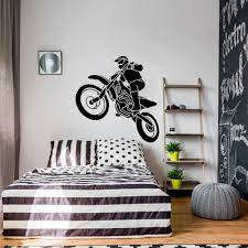 With our help, you can transform a boy's room into a large castle besieged by a fearsome dragon, the deck of a salty pirate ship, or even. Motorcross Wall Decal Motorcyclist Freestyle Wall Sticker Etsy Boys Room Decor Wall Decor Bedroom Room Wall Decor
