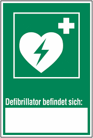If someone is unresponsive and not breathing normally, you may need to use an aed (automated external defibrillator) to restart their heart. Defibrillator Befindet Sich Erste Hilfe Schilder Mit Beschriftungsfeld Praxiserprobt Seton