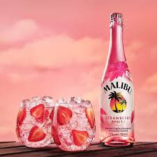 Malibu is a coconut flavored liqueur, made with caribbean rum, and possessing an alcohol content by volume of 21.0 % (42 proof). Malibu Strawberry Spritz Rum Cocktail Popsugar Food