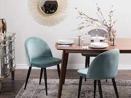 2x dining chair kitchen room green velvet fabric mid century modern+metal legs. Set Of 2 Velvet Dining Chairs Mint Green Vinca