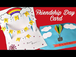 Red and yellow woman chaotic swiss curved text folded card. Friendship Day Card 2021 Friendship Day Card Ideas