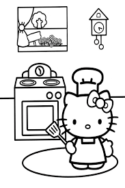 Cooking Hello Kitty Colouring Pages Hello Kitty Drawing Hello Kitty Coloring