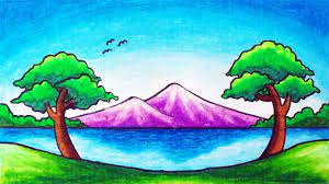 Contoh gambar pemandangan alam yang mudah digambar. Cara Menggambar Pemandangan Alam Yang Mudah Gambar Pemandangan Gunung Dan Danau Yang Gampang Youtube