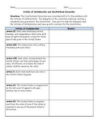 Conduct a class discussion about the constitution and the role of political cartoons in. Articles Of Confederation And Constitutional Convention Activity Worksheet Key Convention Activities Social Studies Worksheets History Teacher Classroom