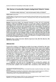 Chinese dominance in southern africa. Risk Factors In Construction Projects During Unrest Period In Yemen Western Sydney University Researchdirect