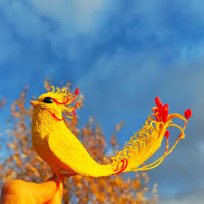 Paradise bird. Yellow fantasy birds. Fantasy figure